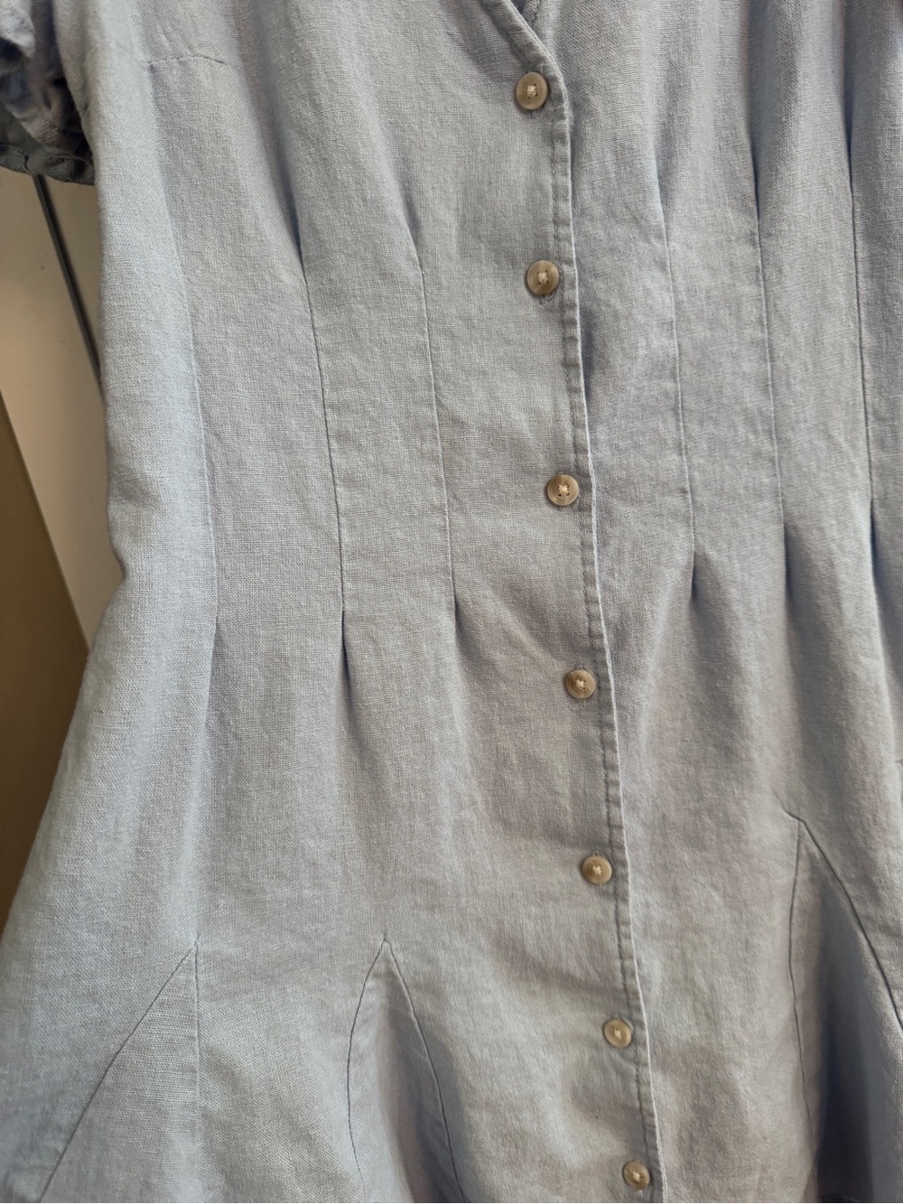Universal Thread Light Blue Button-Front Ruffle Sleeve Dress - Picture 5 of 9